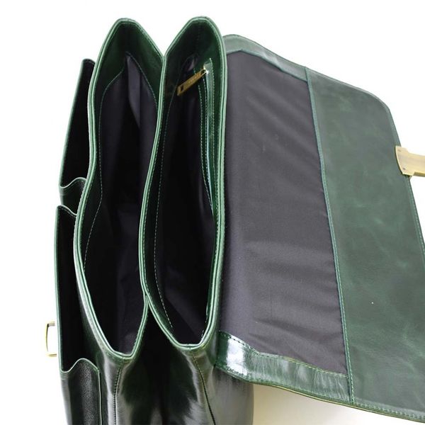 Діловий шкіряний чоловічий портфель у зеленій глянцевій шкірі TARWA GE-2068-4lx GE-2068-4lx фото