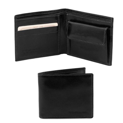 Ексклюзивний шкіряний гаманець для чоловіків з монетами TL140761. Чорний TL140761 фото
