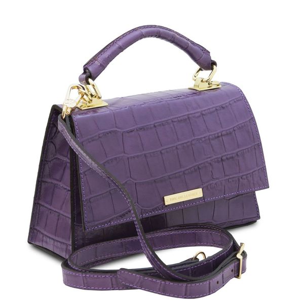 Afrodite - шкіряна сумочка з друком Croc TL142300 Фіолетова TL142300 фото