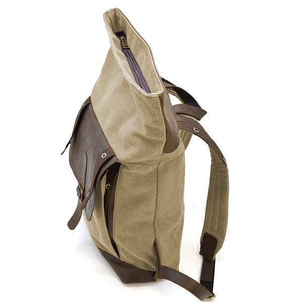 Ролл-ап рюкзак зі шкіри та пісочний канвас TARWA RSc-5191-3md RGc-5191-3md фото