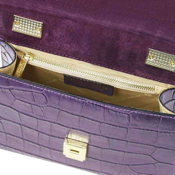 Afrodite - шкіряна сумочка з друком Croc TL142300 Фіолетова TL142300 фото