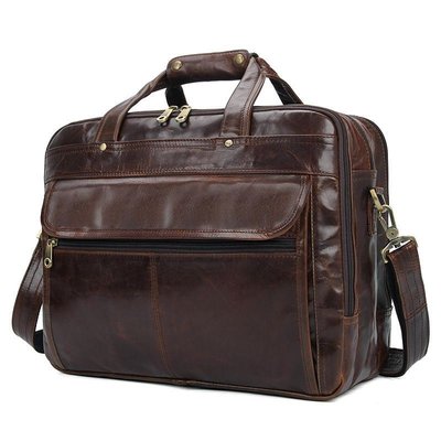 Чоловіча сумка портфель JD7146Q зі шкіри на три відділення John McDee JD7146Q фото