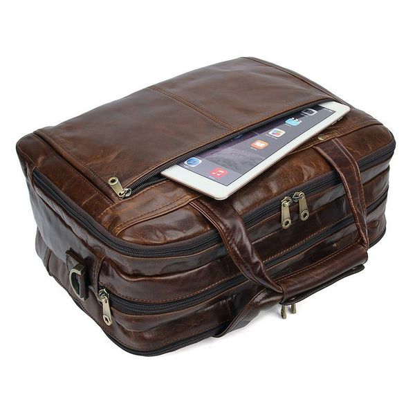 Чоловіча сумка портфель JD7146Q зі шкіри на три відділення John McDee JD7146Q фото