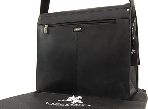 Велика сумка через плече для ноутбука 15-16 дюймів Visconti Harvard 16054 oil black 16054 oil blk фото