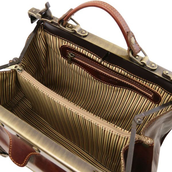 Monalisa - шкіряна сумка Gladstone з пряжками спереду TL10034 Темно -коричневий TL10034 фото