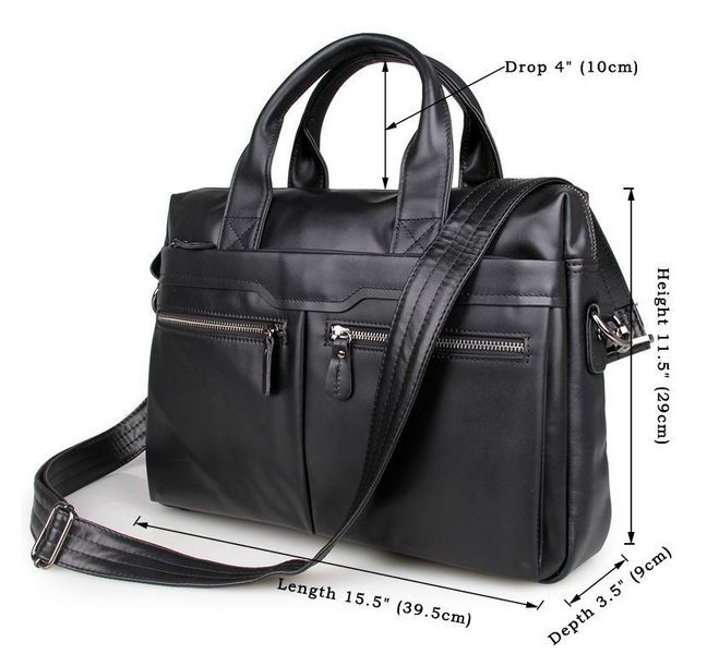 Шкіряна сумка чорна чоловіча 7122A (месенджер, портфель) JD7122A фото