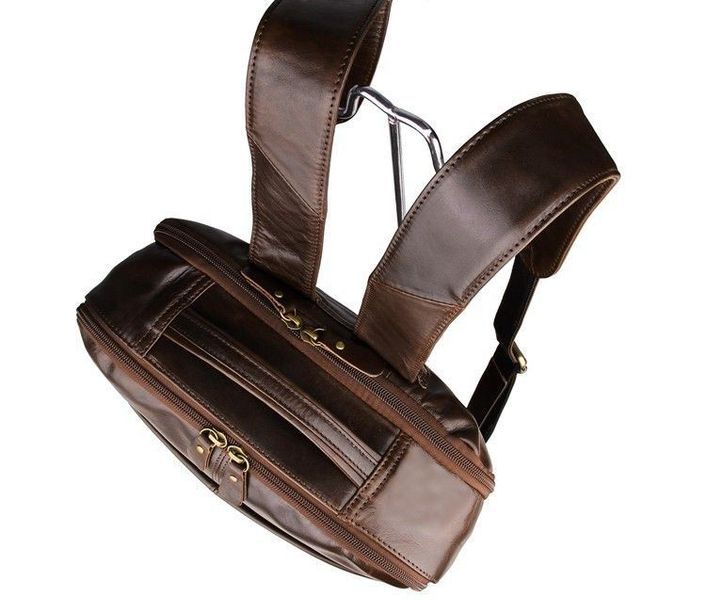 Класичний шкіряний дорожній рюкзак шоколадного кольору John McDee 7280C JD_7280C фото