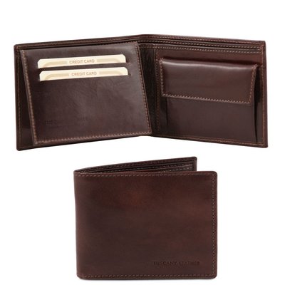Ексклюзивний шкіряний гаманець для чоловіків з TL140763 Розділення монет темно -коричневого TL140763 фото