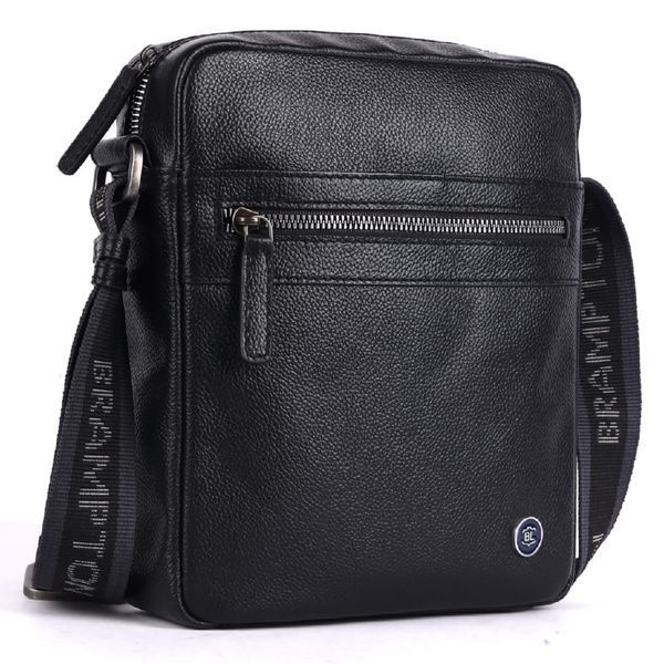 Фотографія Чоловіча шкіряна сумка через плече Brampton London Crossflow Black (Чорний) 64405 BLK - купити 93482 за 4 700 грн