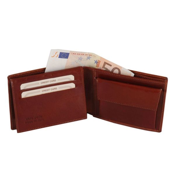 Ексклюзивний шкіряний гаманець для чоловіків з TL140763 Розділення монет темно -коричневого TL140763 фото