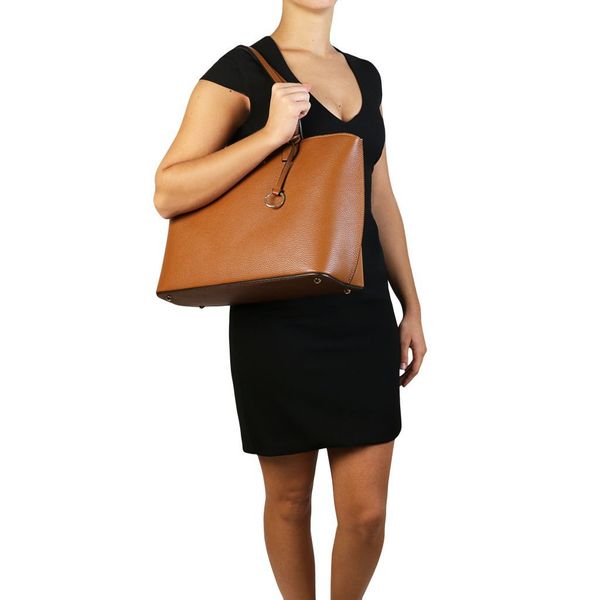 TL Bag - шкіряна сумка для покупок TL141828 Світло -сірий -Браун TL141828 фото