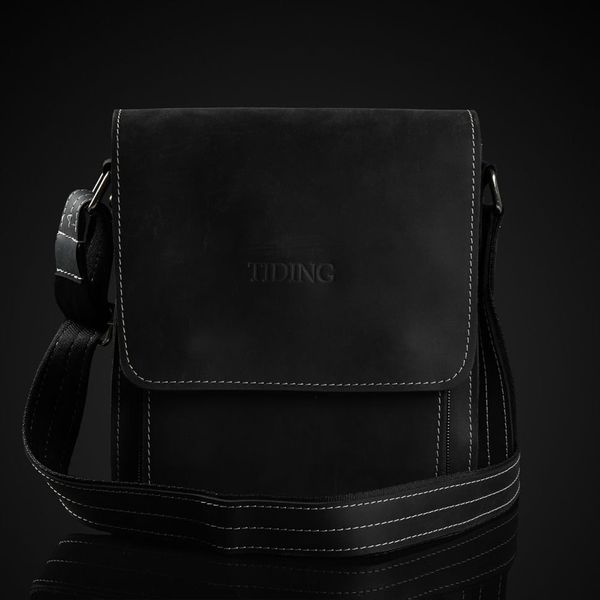 Чоловіча шкіряна сумка на плече, колір чорний, Tiding tid3027 tid3027 фото