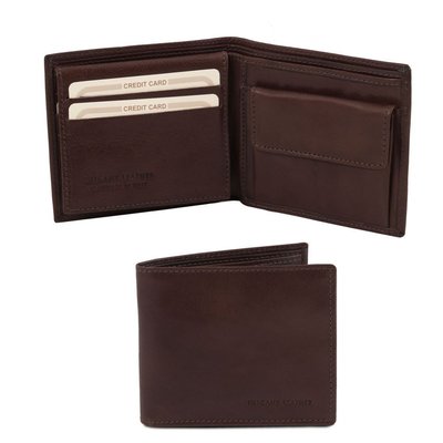 Ексклюзивний шкіряний гаманець потрійного додавання для чоловіків tl141377 темно -коричневий TL141377 фото