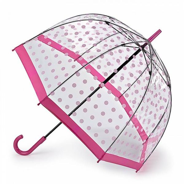 Парасолька-тростина жіноча Fulton Birdcage-2 L042 Pink Polka (Розовый горох) L042-031483 фото