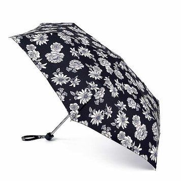 Фотографія Парасолька жіноча Fulton L340 Miniflat-2 Black and White Floral (Черно-білі квіти) L340-037744 - купити 96637 за 1 280 грн