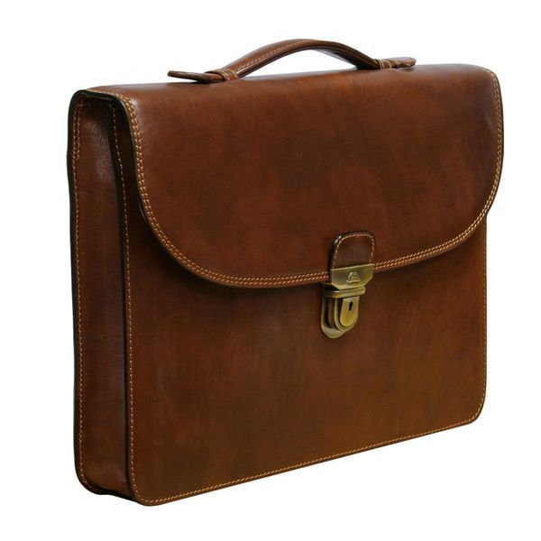 Фотографія Шкіряний портфель Italico 8091L cognac коньячний Italico8091Lcognac - купити 83799 за 14 478 грн