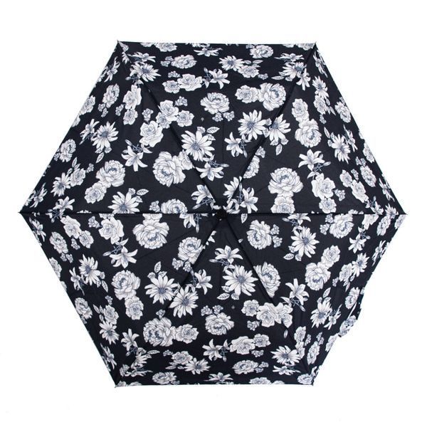 Фотографія Парасолька жіноча Fulton L340 Miniflat-2 Black and White Floral (Черно-білі квіти) L340-037744 - купити 96637 за 1 280 грн