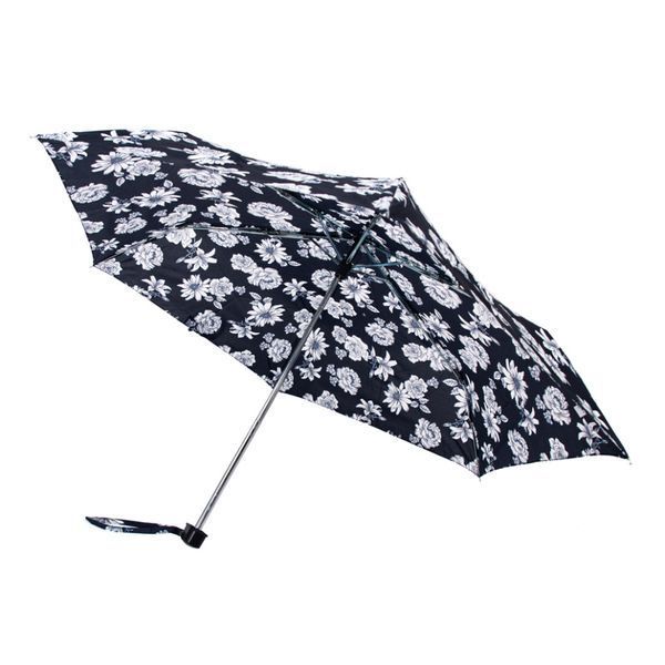 Фотографія Парасолька жіноча Fulton L340 Miniflat-2 Black and White Floral (Черно-білі квіти) L340-037744 - купити 96637 за 1 280 грн