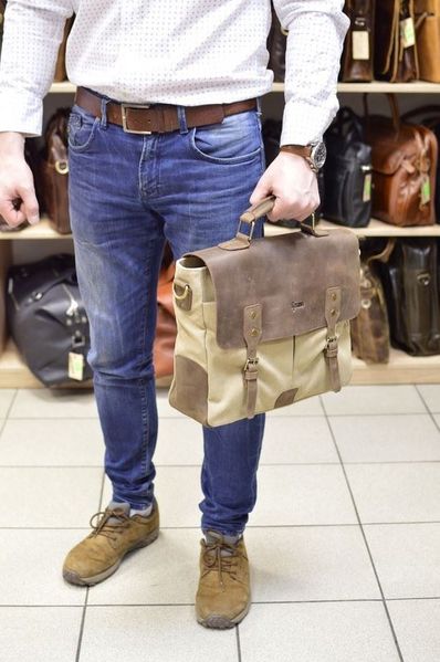 Чоловіча сумка з парусини (canvas) з шкіряними вставками RCs-3960-4lx бренду TARWA RH-3960-4lx фото