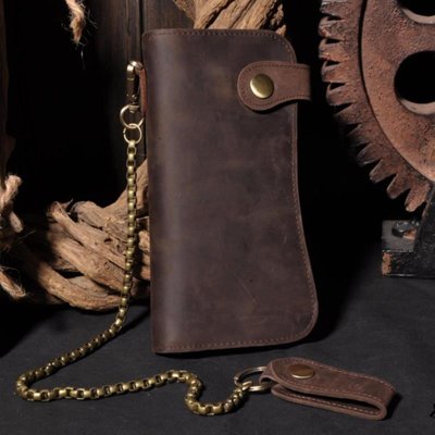 Стильний вінтажний гаманець з ланцюгом bx161 коричневий bx161 фото