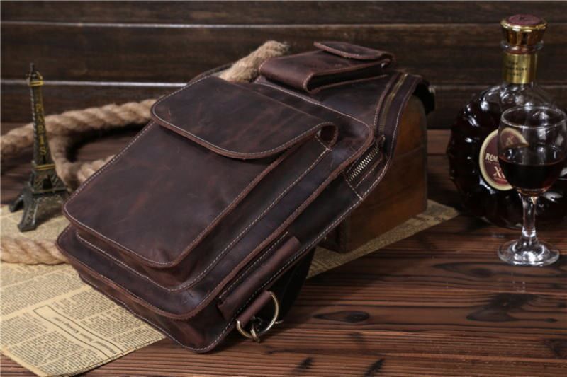Фірмова шкіряна сумка крос-боді, рюкзак на одне плече, колір коричневий, Bexhill bx1089 bx1089 фото